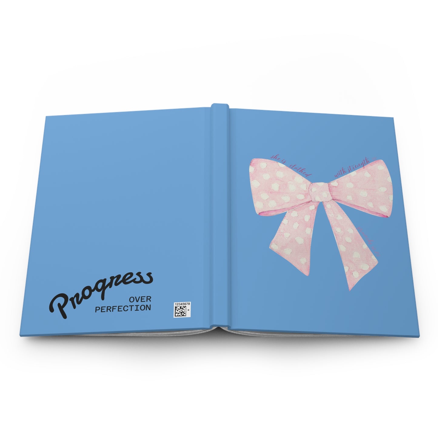 Coquette Cute Hardcover Journal - "Progress Over Perfection" & Inspirational Bow Design - DiRoMi