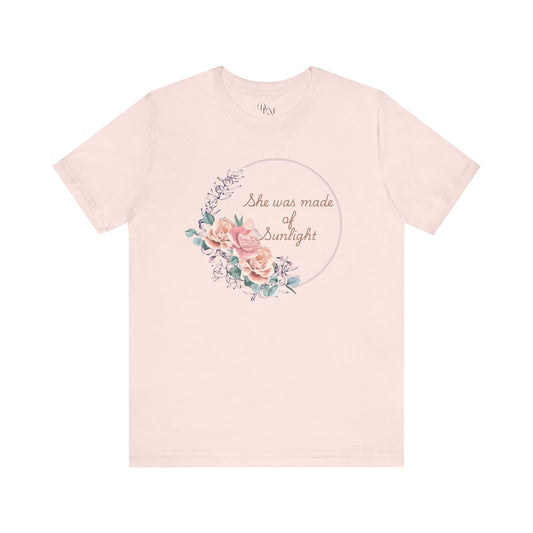 Coquette Floral Sunlight Tee, Motivational T-Shirt, Summer Vibes, Gift for Her, Botanical Apparel, Coquette girly T Shirt, Flowers Tee - DiRoMi