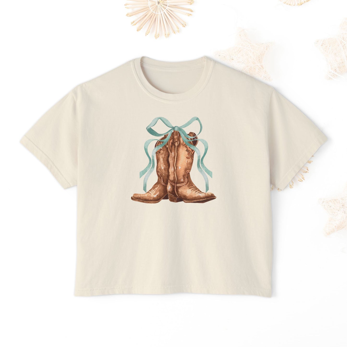Coquette Rustic Cowboy Boots crop top Tee, Cute Crop Top, Country Crop Tee, Summer Vibes, Festival Crop Top, - DiRoMi
