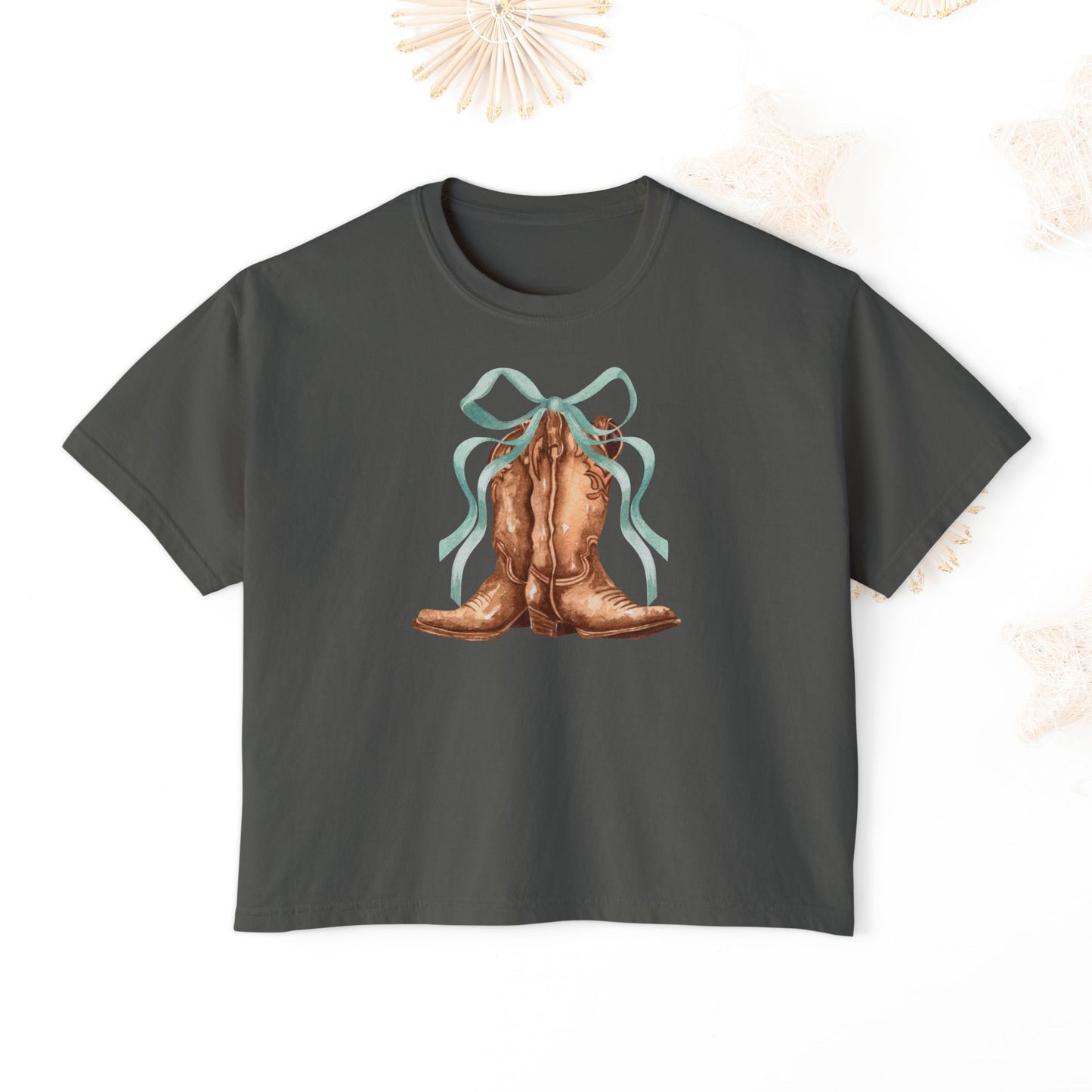Coquette Rustic Cowboy Boots crop top Tee, Cute Crop Top, Country Crop Tee, Summer Vibes, Festival Crop Top, - DiRoMi
