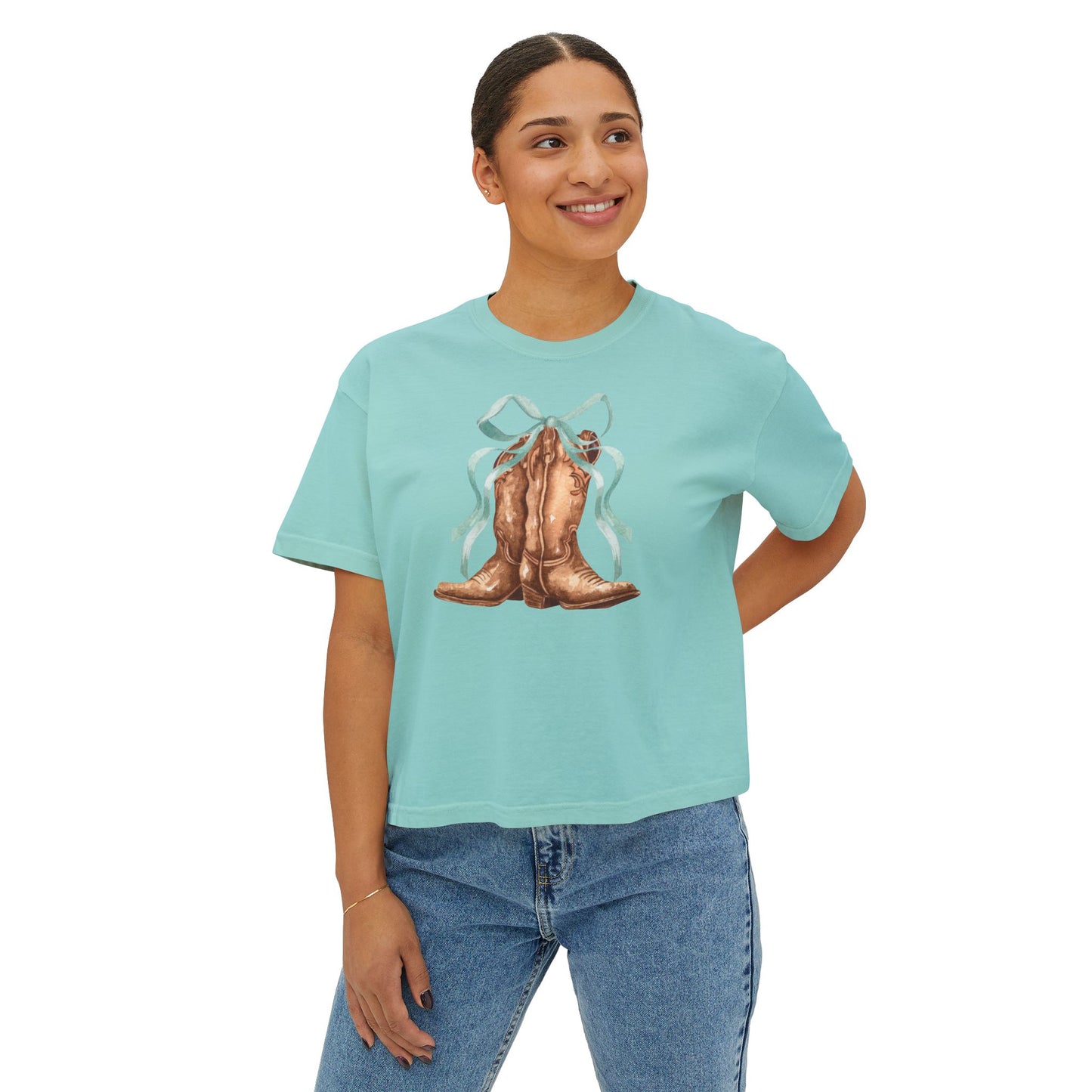 Coquette Rustic Cowboy Boots crop top Tee, Cute Crop Top, Country Crop Tee, Summer Vibes, Festival Crop Top, - DiRoMi