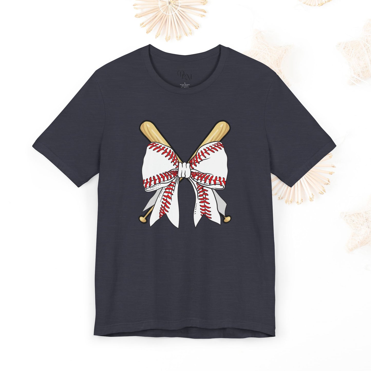 Coquette Soft Baseball Bow Short Sleeve Tee, Sporty Summer Shirt, Perfect Gift for Baseball Lovers, Great for Team Fans, Mother's day, Moms - DiRoMi