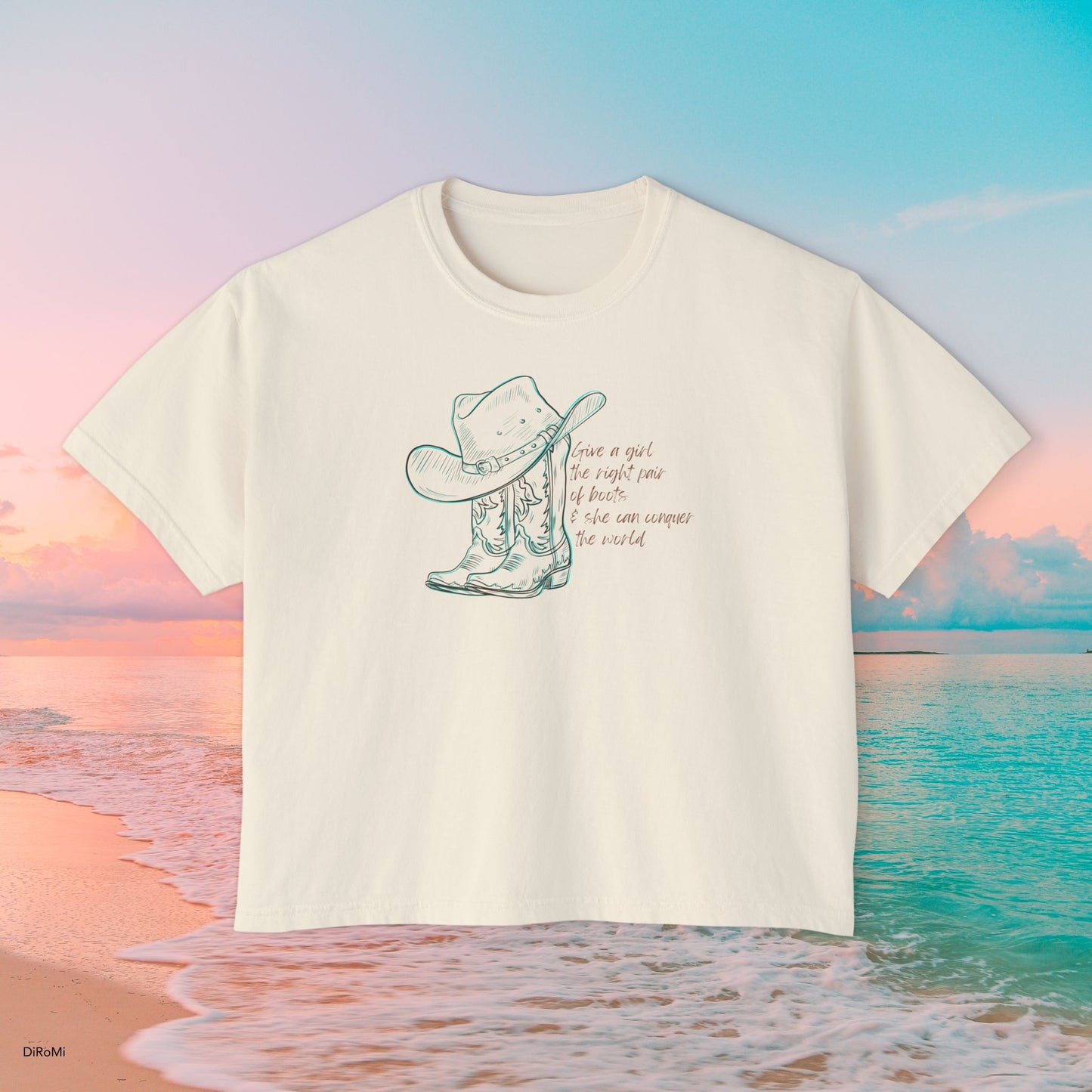 Cowgirl Vibes Women's Boxy Tee - 'Have a Girl' Graphic T-Shirt - DiRoMi