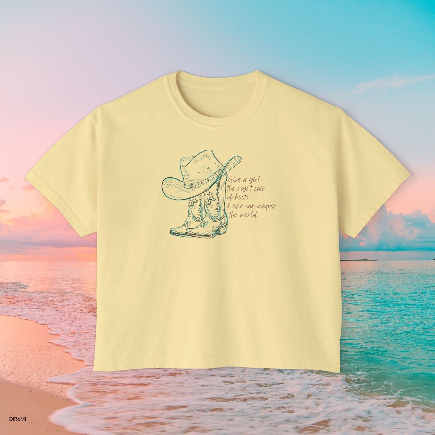 Cowgirl Vibes Women's Boxy Tee - 'Have a Girl' Graphic T-Shirt - DiRoMi