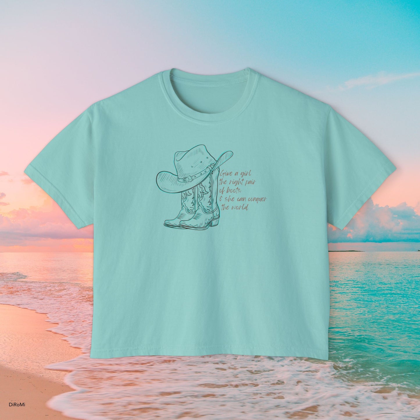 Cowgirl Vibes Women's Boxy Tee - 'Have a Girl' Graphic T-Shirt - DiRoMi