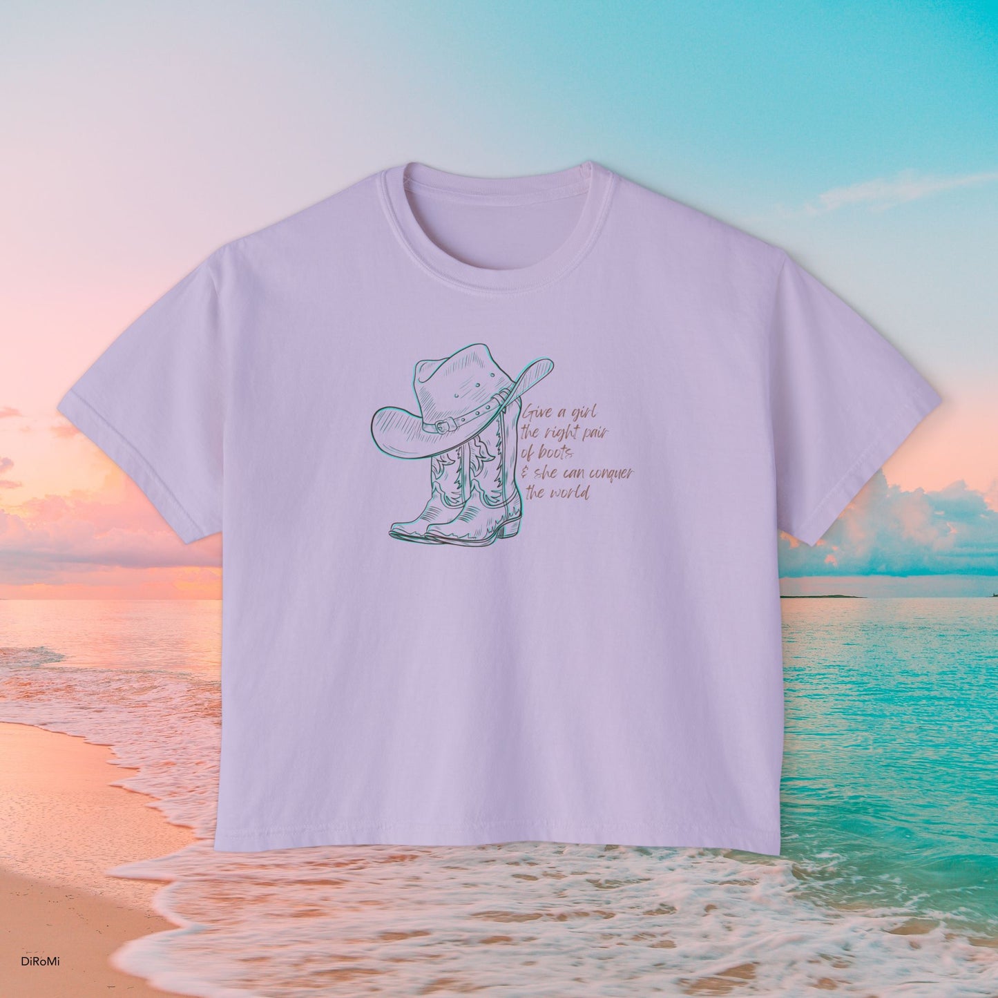 Cowgirl Vibes Women's Boxy Tee - 'Have a Girl' Graphic T-Shirt - DiRoMi