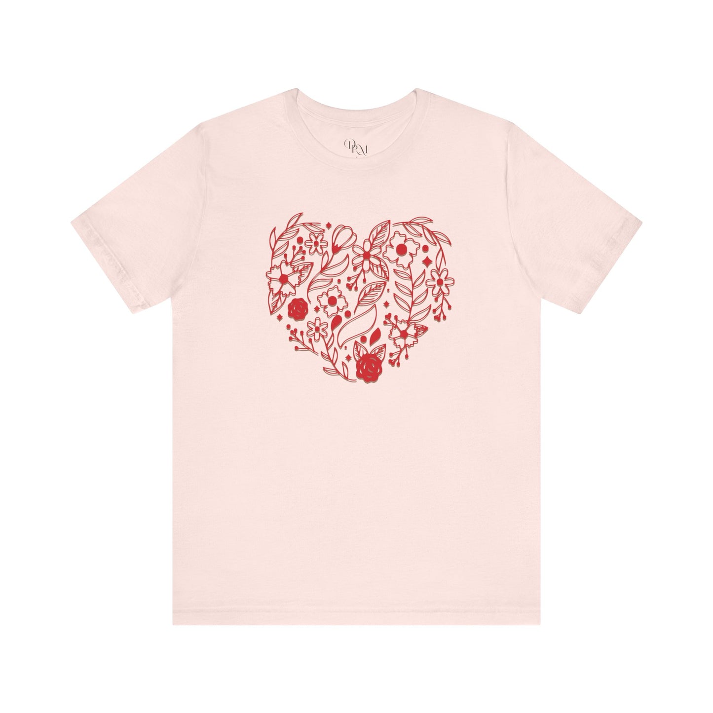 Floral Heart Unisex Tee, Cute Casual Shirt, Gift for Her, Nature Lover Apparel, Everyday Comfort Tee, Eco-Friendly Fashion, Mother's day - DiRoMi