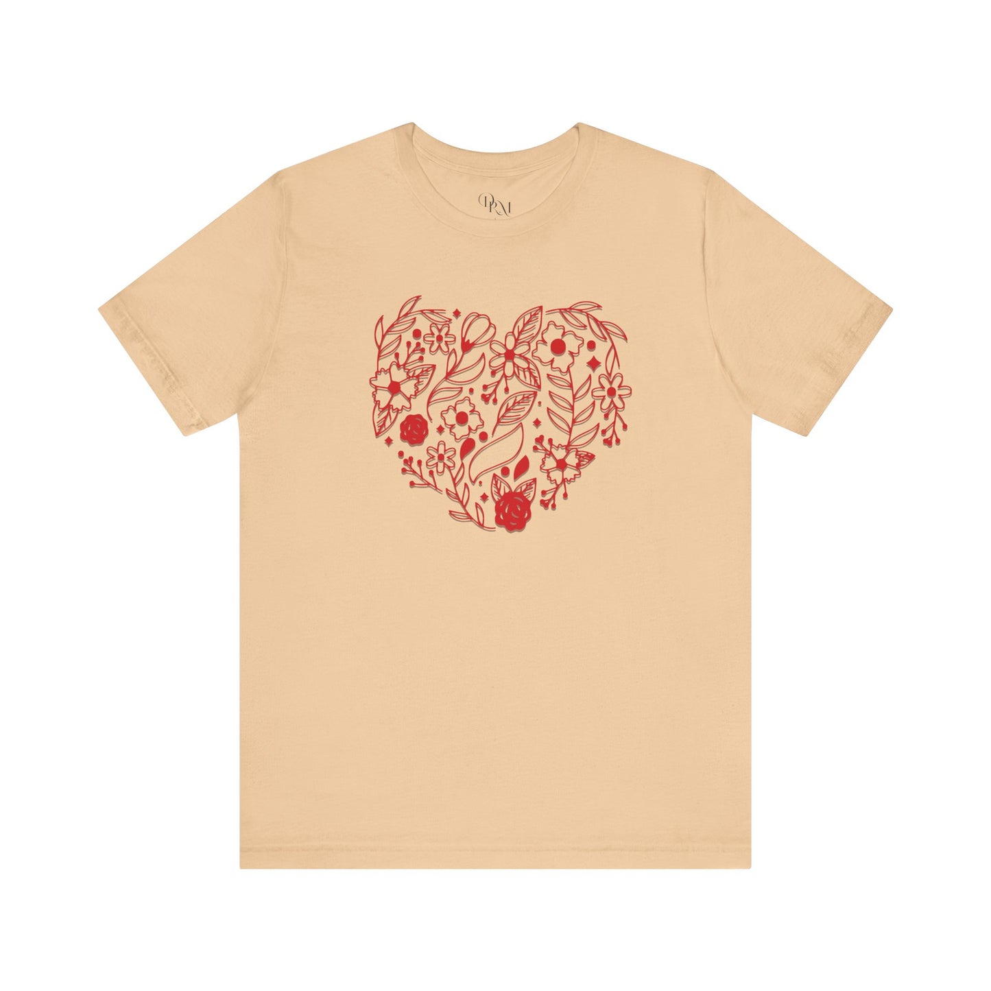 Floral Heart Unisex Tee, Cute Casual Shirt, Gift for Her, Nature Lover Apparel, Everyday Comfort Tee, Eco-Friendly Fashion, Mother's day - DiRoMi