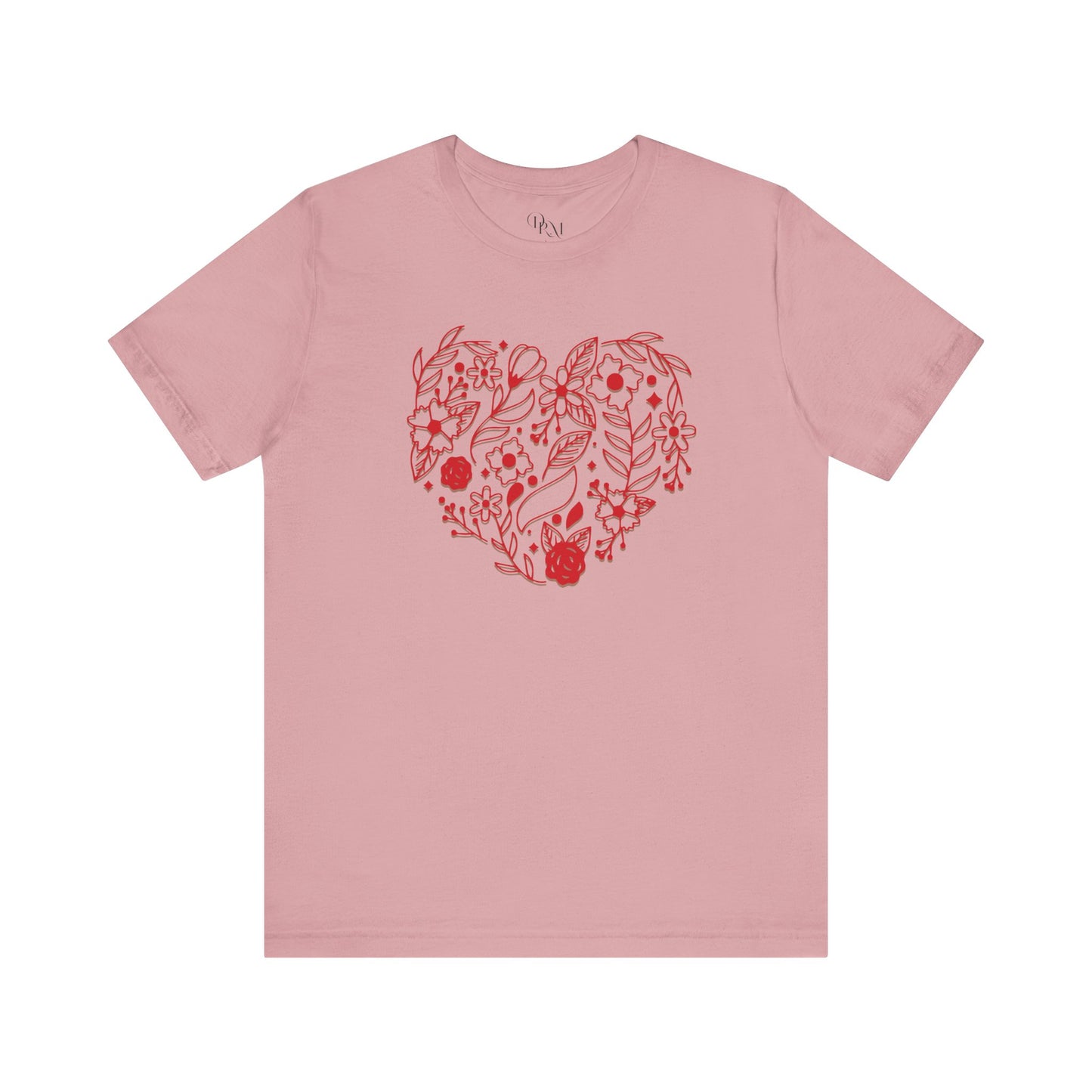 Floral Heart Unisex Tee, Cute Casual Shirt, Gift for Her, Nature Lover Apparel, Everyday Comfort Tee, Eco-Friendly Fashion, Mother's day - DiRoMi