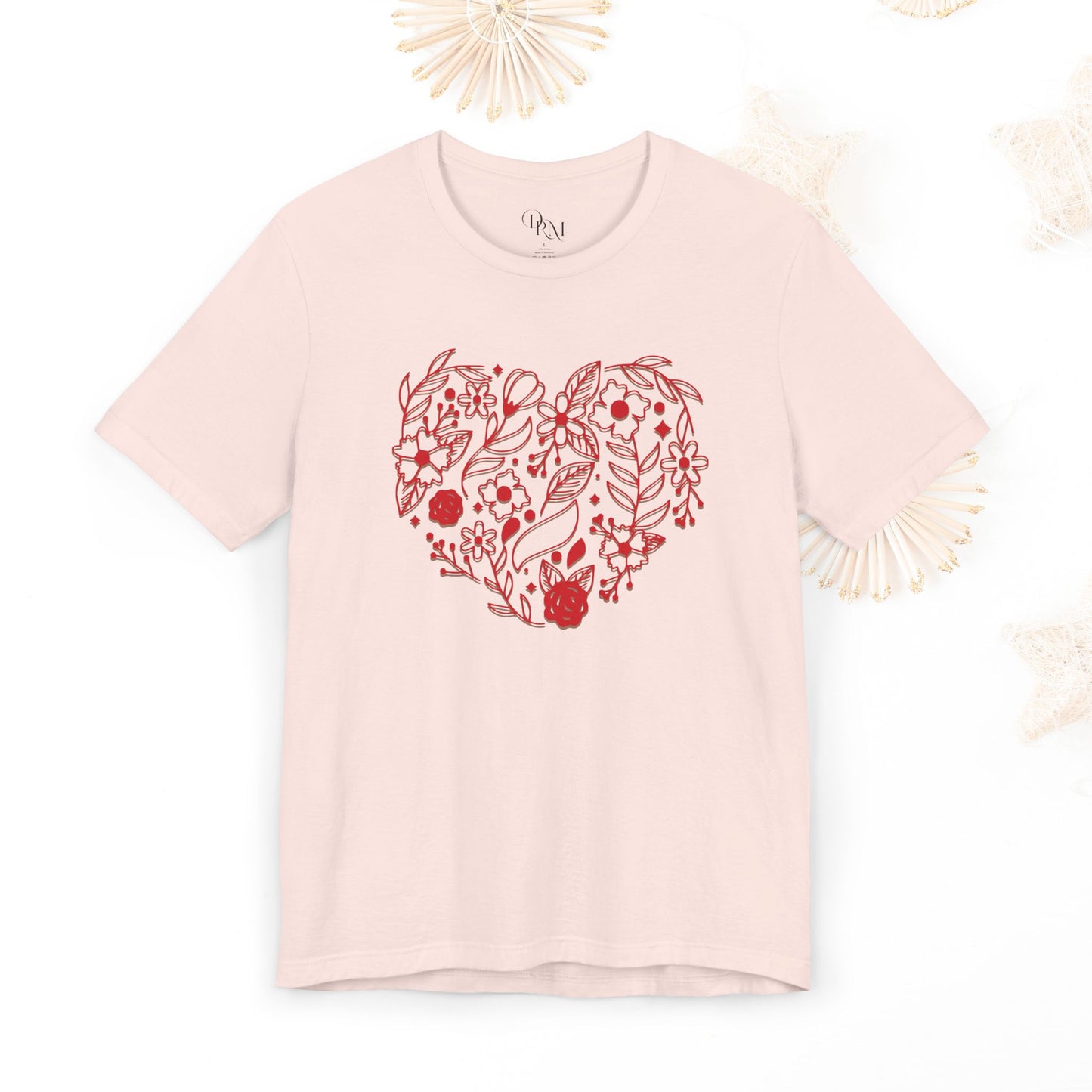 Floral Heart Unisex Tee, Cute Casual Shirt, Gift for Her, Nature Lover Apparel, Everyday Comfort Tee, Eco-Friendly Fashion, Mother's day - DiRoMi