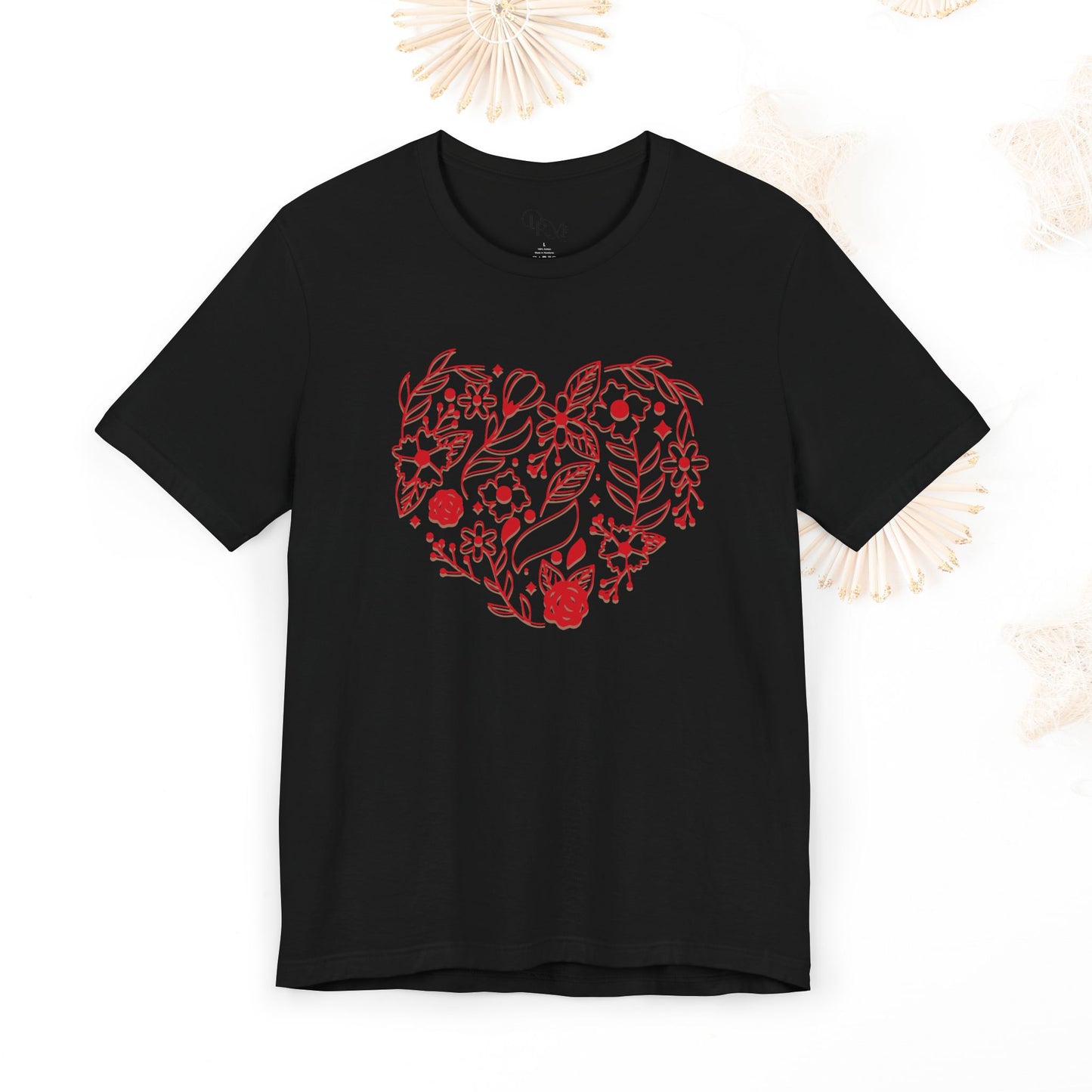 Floral Heart Unisex Tee, Cute Casual Shirt, Gift for Her, Nature Lover Apparel, Everyday Comfort Tee, Eco-Friendly Fashion, Mother's day - DiRoMi