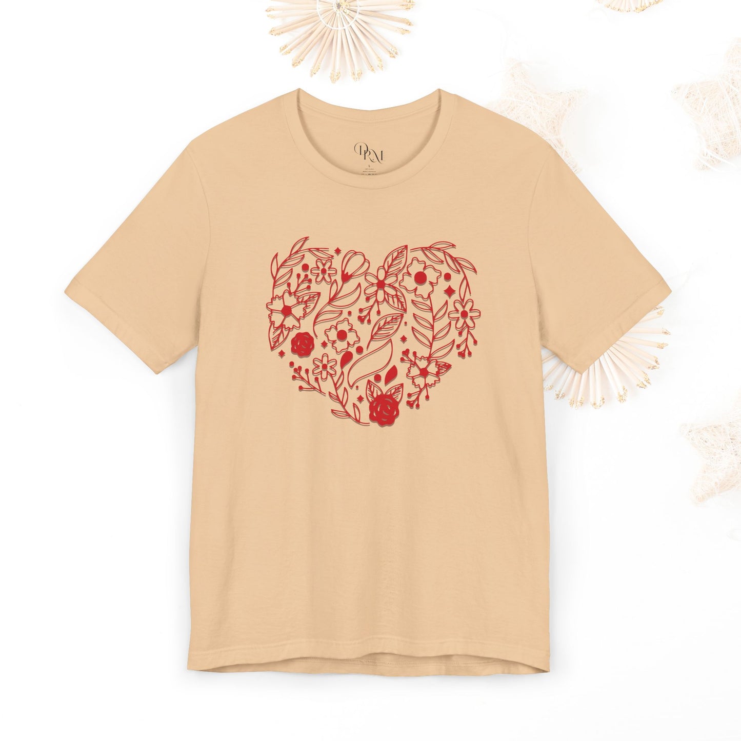 Floral Heart Unisex Tee, Cute Casual Shirt, Gift for Her, Nature Lover Apparel, Everyday Comfort Tee, Eco-Friendly Fashion, Mother's day - DiRoMi