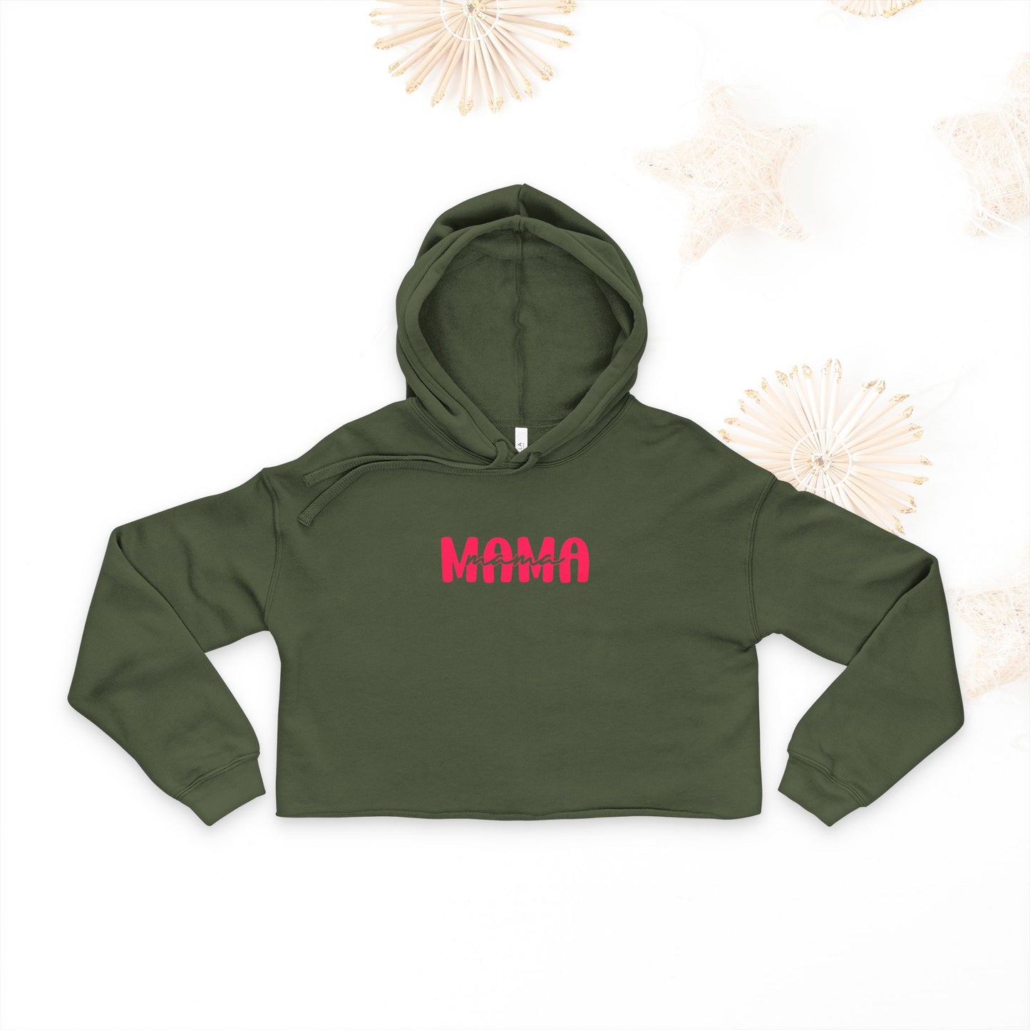 Mama Love Women's Cropped Hoodie, Mother's Day Gift, Casual Stylish Pullover, Trendy Streetwear, Gift for New Moms, Black Hoodie - DiRoMi