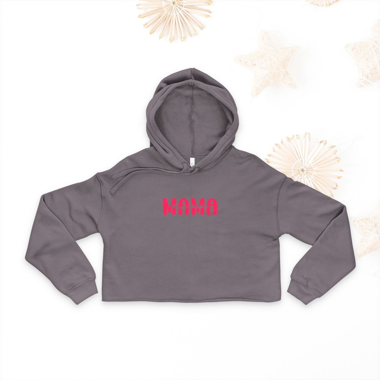 Mama Love Women's Cropped Hoodie, Mother's Day Gift, Casual Stylish Pullover, Trendy Streetwear, Gift for New Moms, Black Hoodie - DiRoMi