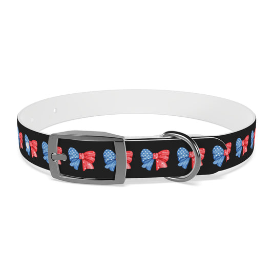 Patriotic Dog Collar with Red and Blue Bows - Perfect for Celebrations! - DiRoMi