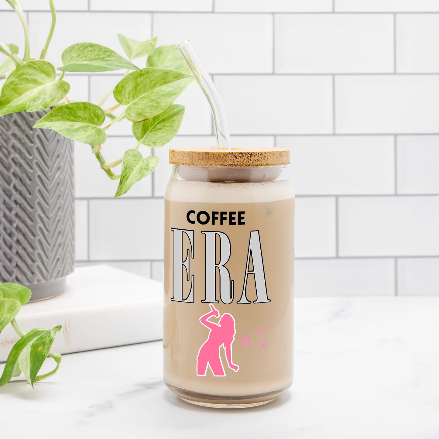 Sipper Glass, Swiftie Mom Mug, Cute Drinkware, Glass tumbler, glass Can 16oz - DiRoMi