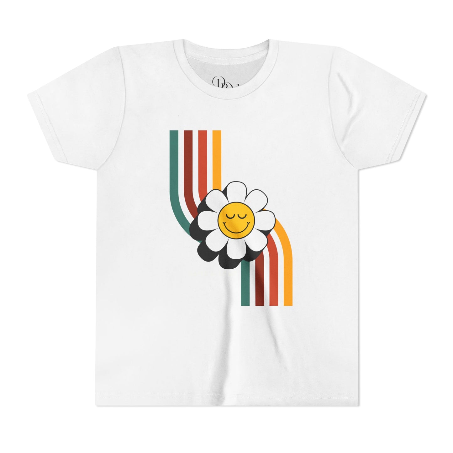 Smiley Flower Youth Short Sleeve Tee - Colorful Retro Design - DiRoMi