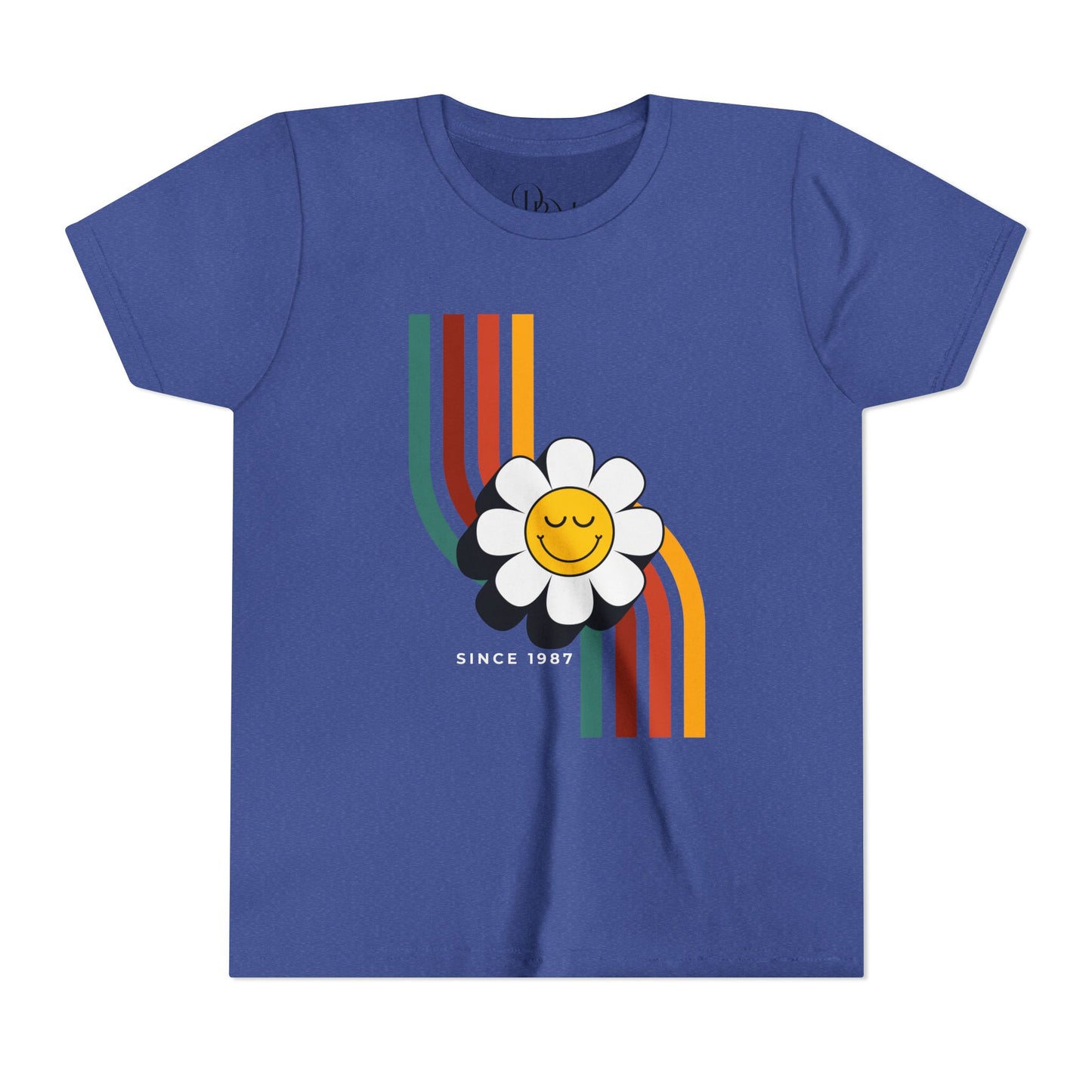 Smiley Flower Youth Short Sleeve Tee - Colorful Retro Design - DiRoMi