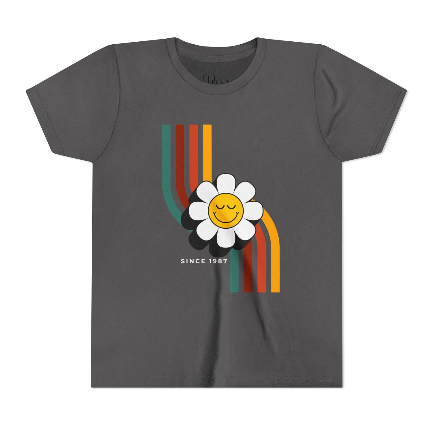 Smiley Flower Youth Short Sleeve Tee - Colorful Retro Design - DiRoMi