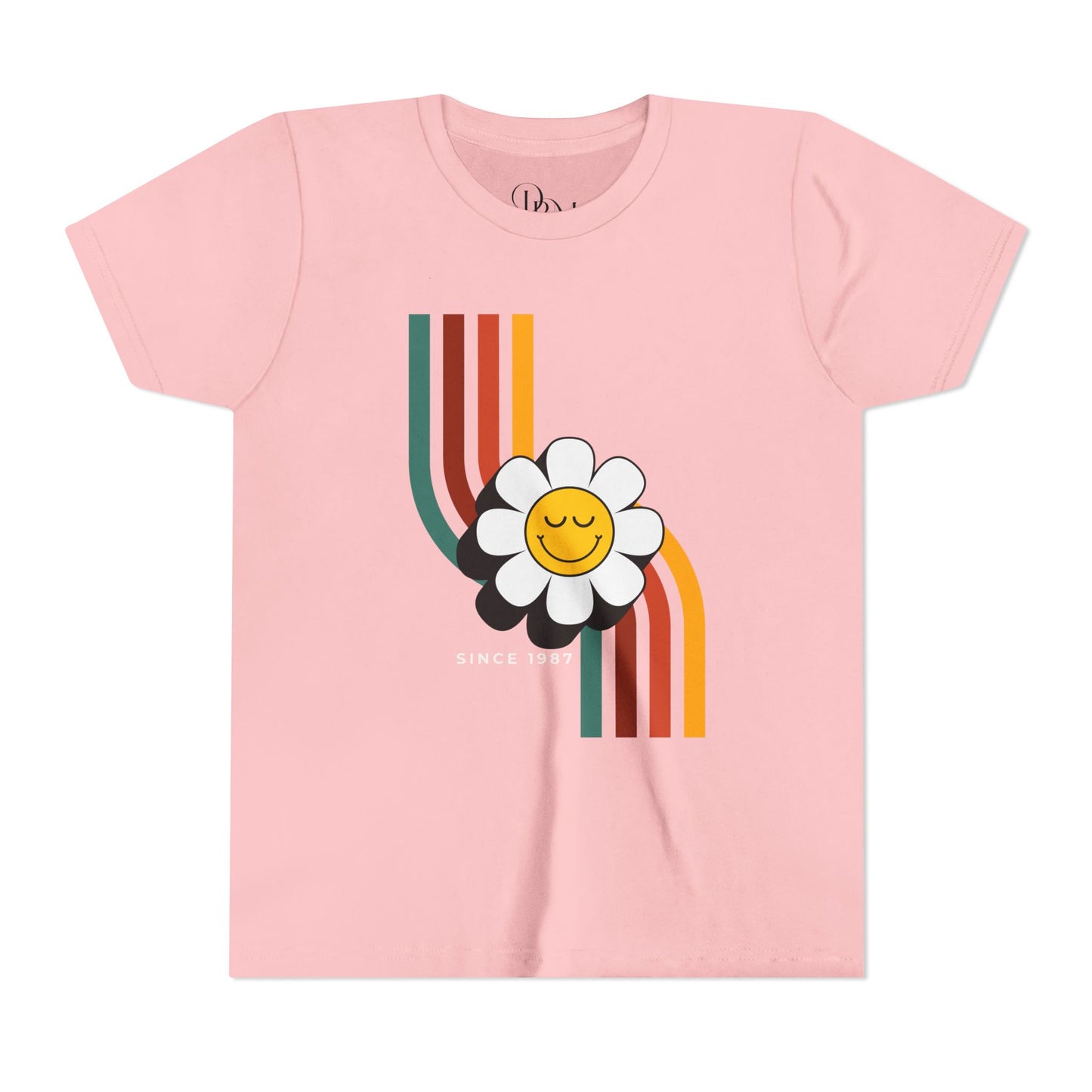 Smiley Flower Youth Short Sleeve Tee - Colorful Retro Design - DiRoMi