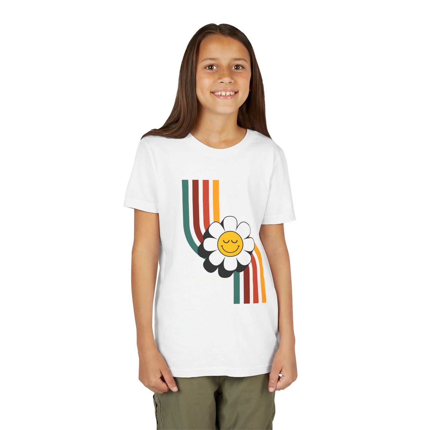 Smiley Flower Youth Short Sleeve Tee - Colorful Retro Design - DiRoMi