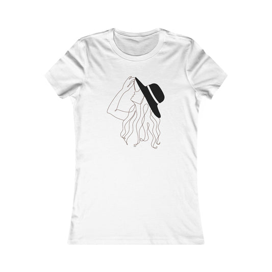 Stylish Women's Tee with Minimalist Hat Design - DiRoMi