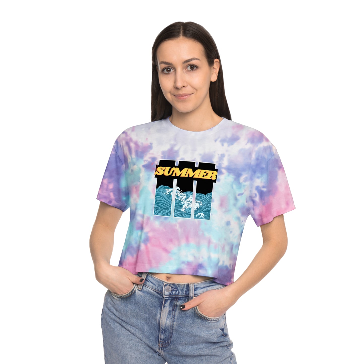 Summer Vibes Tie-Dye Crop Tee, Beachwear, Casual Outfit, Gift for Her, Summer Wardrobe Essential, Teens crop tops, Women crop top - DiRoMi