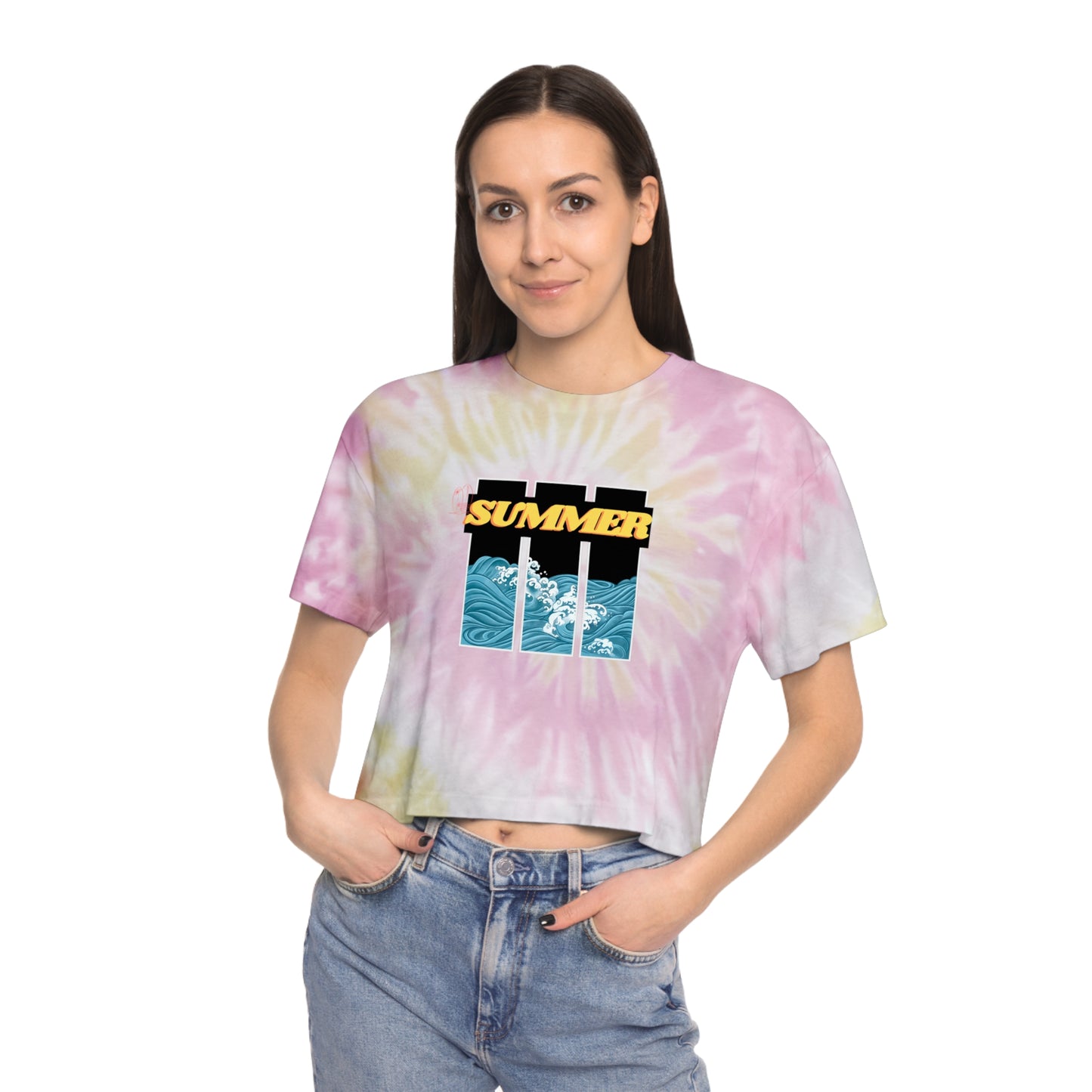 Summer Vibes Tie-Dye Crop Tee, Beachwear, Casual Outfit, Gift for Her, Summer Wardrobe Essential, Teens crop tops, Women crop top - DiRoMi