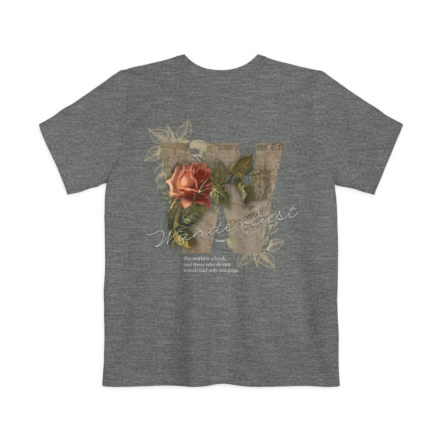 Wanderlust Pocket T-Shirt | Unisex Adventure Tee with Rose Design - DiRoMi