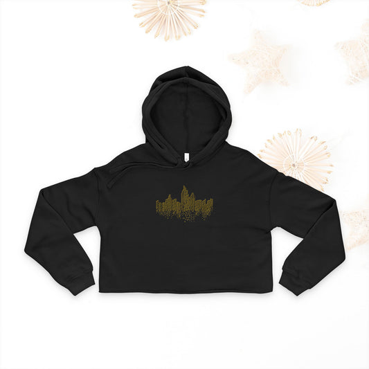 Women's Cropped Hoodie with Urban Skyline Design, crop top , hoodie, women cropped hoodie, personalized cropped hoodies, Team hoodies, Cropped Sweatshirt - DiRoMi