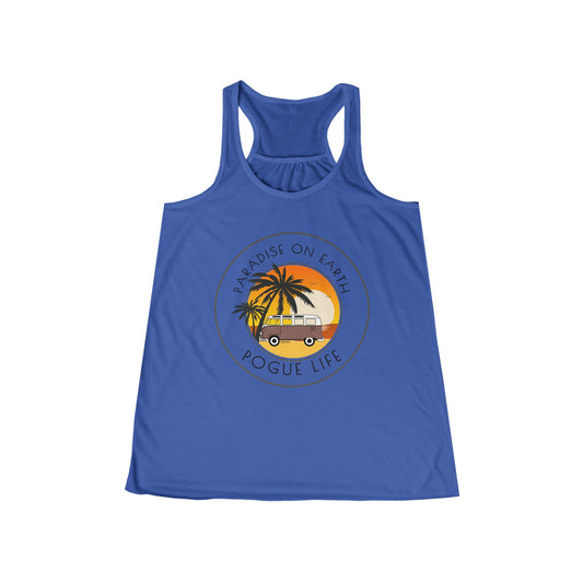 Women's Flowy Racerback Tank - Paradise on Earth Pogue Life Summer Vibe - DiRoMi