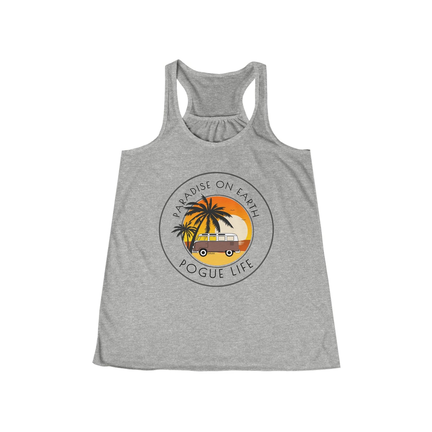 Women's Flowy Racerback Tank - Paradise on Earth Pogue Life Summer Vibe - DiRoMi