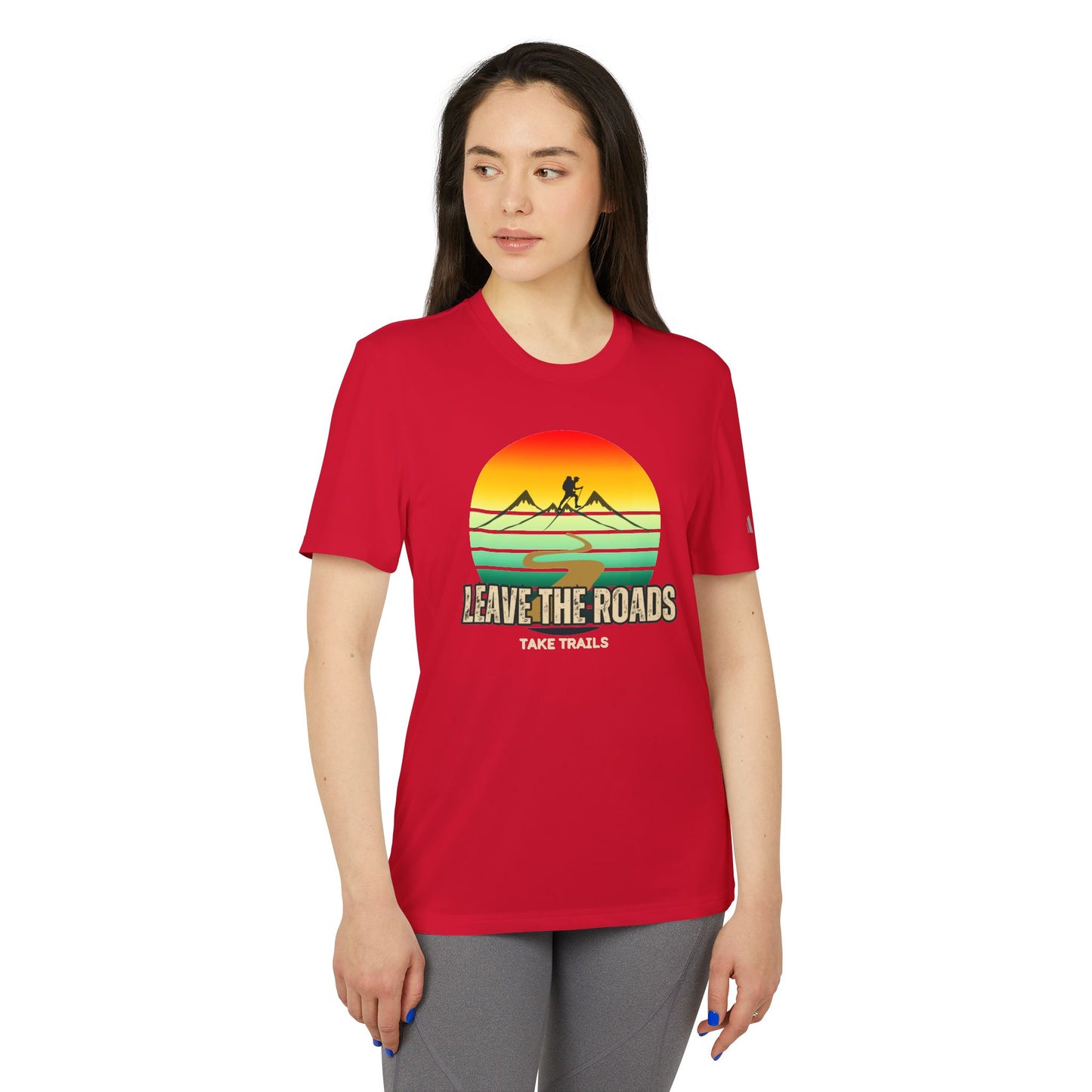 Adidas Unisex Sport T-shirt - 'Leave the Roads, Take Trails' Adventure T-Shirt, graphic shirt, sports shirt - DiRoMi