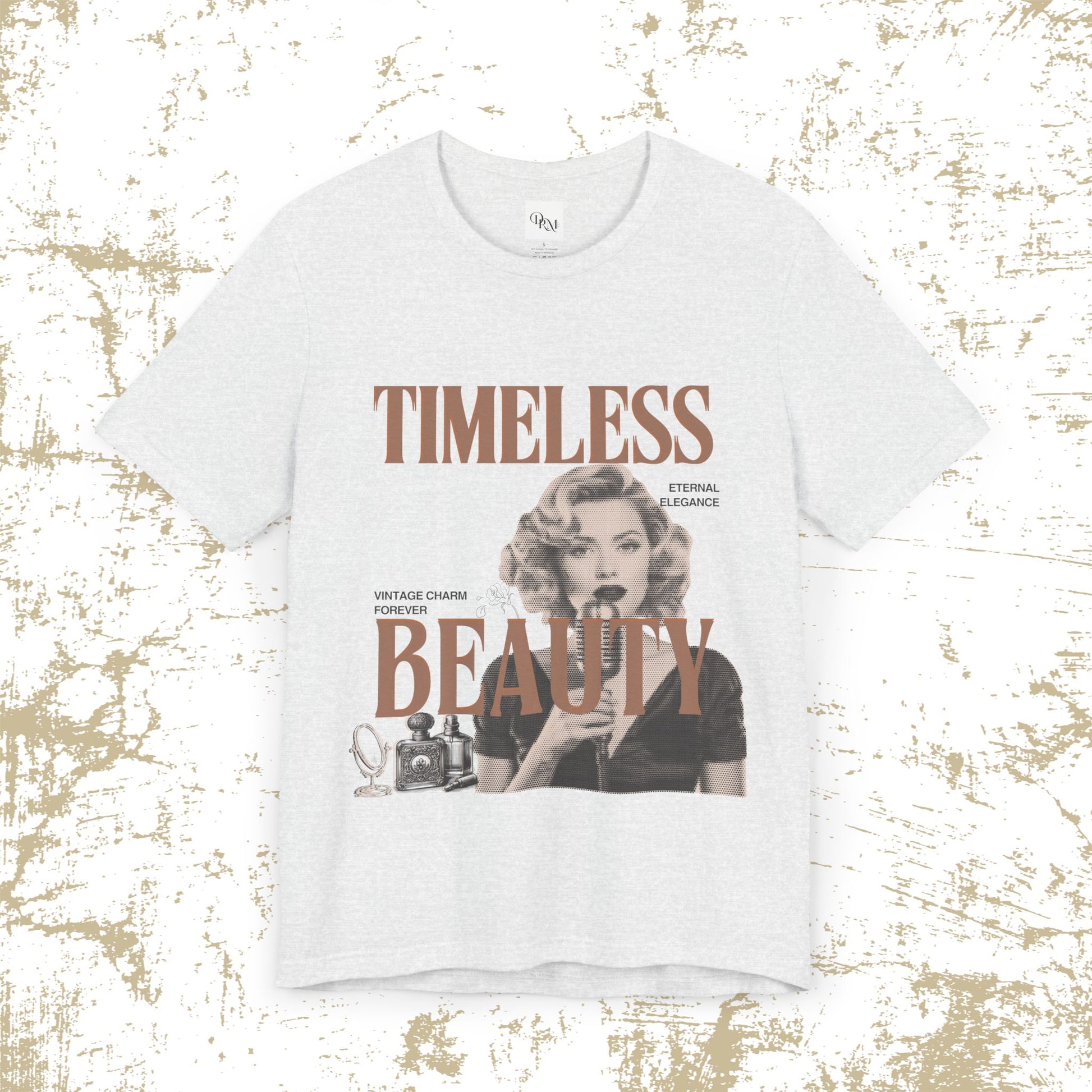 Timeless Beauty Graphic Tee - Vintage Elegance Jersey Short Sleeve Shirt - DiRoMi