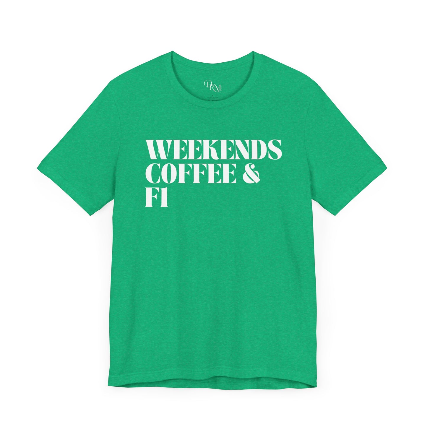 Formula 1 Weekend Vibes Coffee Tee - Unisex Short Sleeve Shirt, Casual Wear, Gift for Coffee Lovers, Fun Tee for Relaxation, formula 1 fans