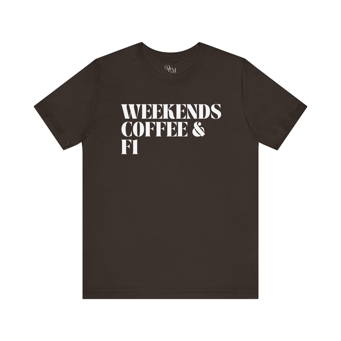 Formula 1 Weekend Vibes Coffee Tee - Unisex Short Sleeve Shirt, Casual Wear, Gift for Coffee Lovers, Fun Tee for Relaxation, formula 1 fans