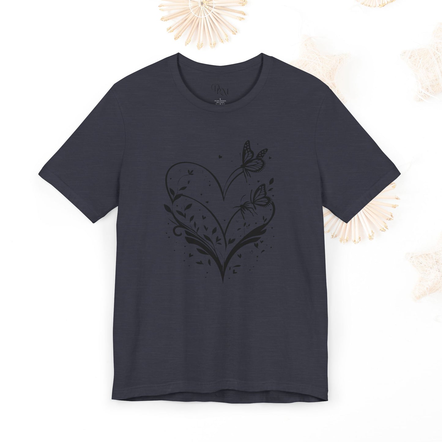 Butterfly Heart Unisex Tee, Nature-Inspired Shirt, Gift for Her, Casual Everyday Wear, Eco-Friendly Apparel, Perfect for Spring