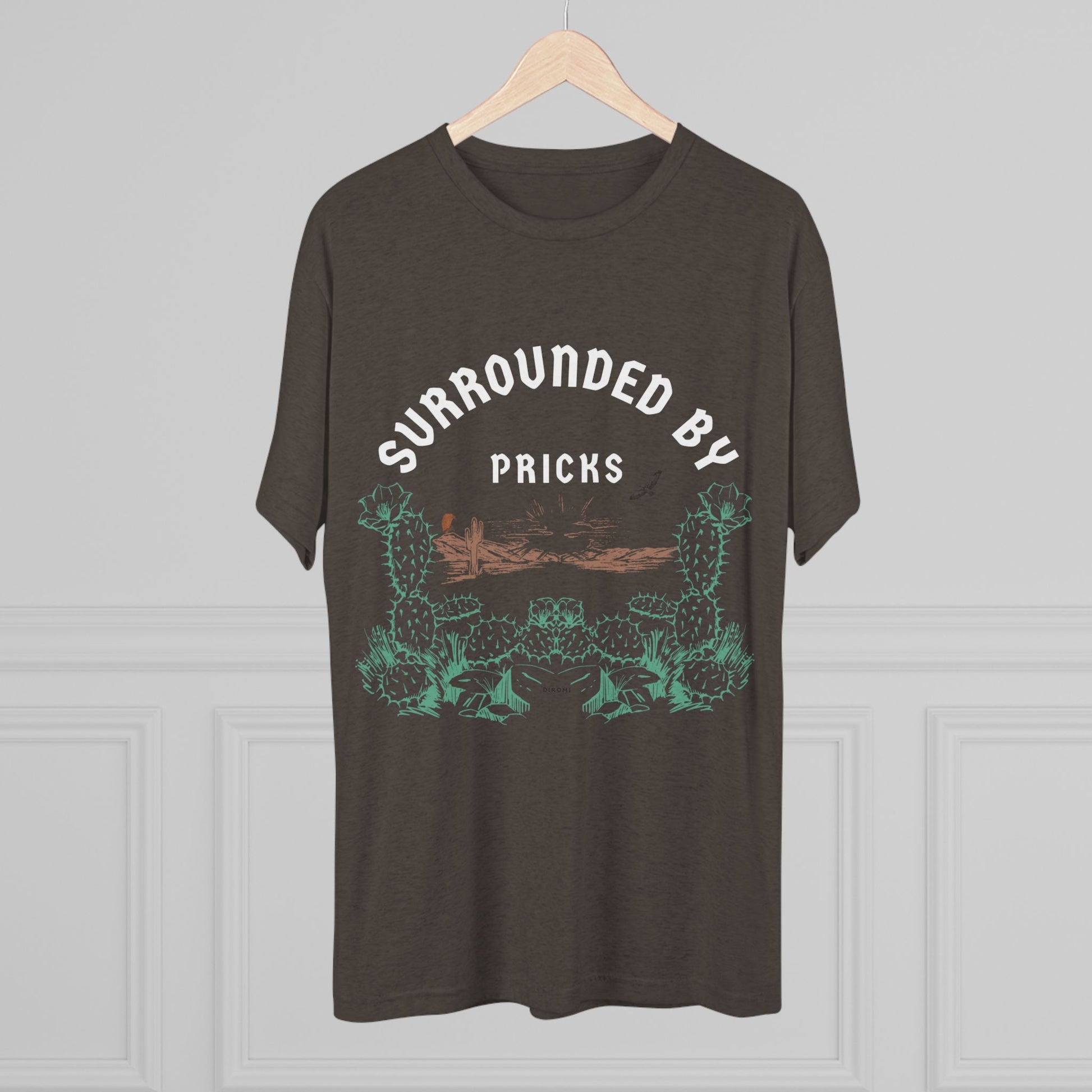 Surrounded by Pricks Unisex Tri-Blend Crew Tee - Fun Casual Wear for Plant Lovers - DiRoMi
