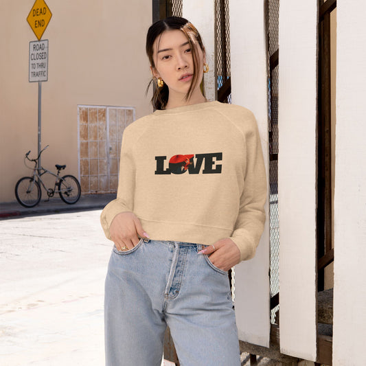 Love Graphic Women's Cropped Fleece Pullover, crop top sweatshirt, women' sweatshirt - DiRoMi