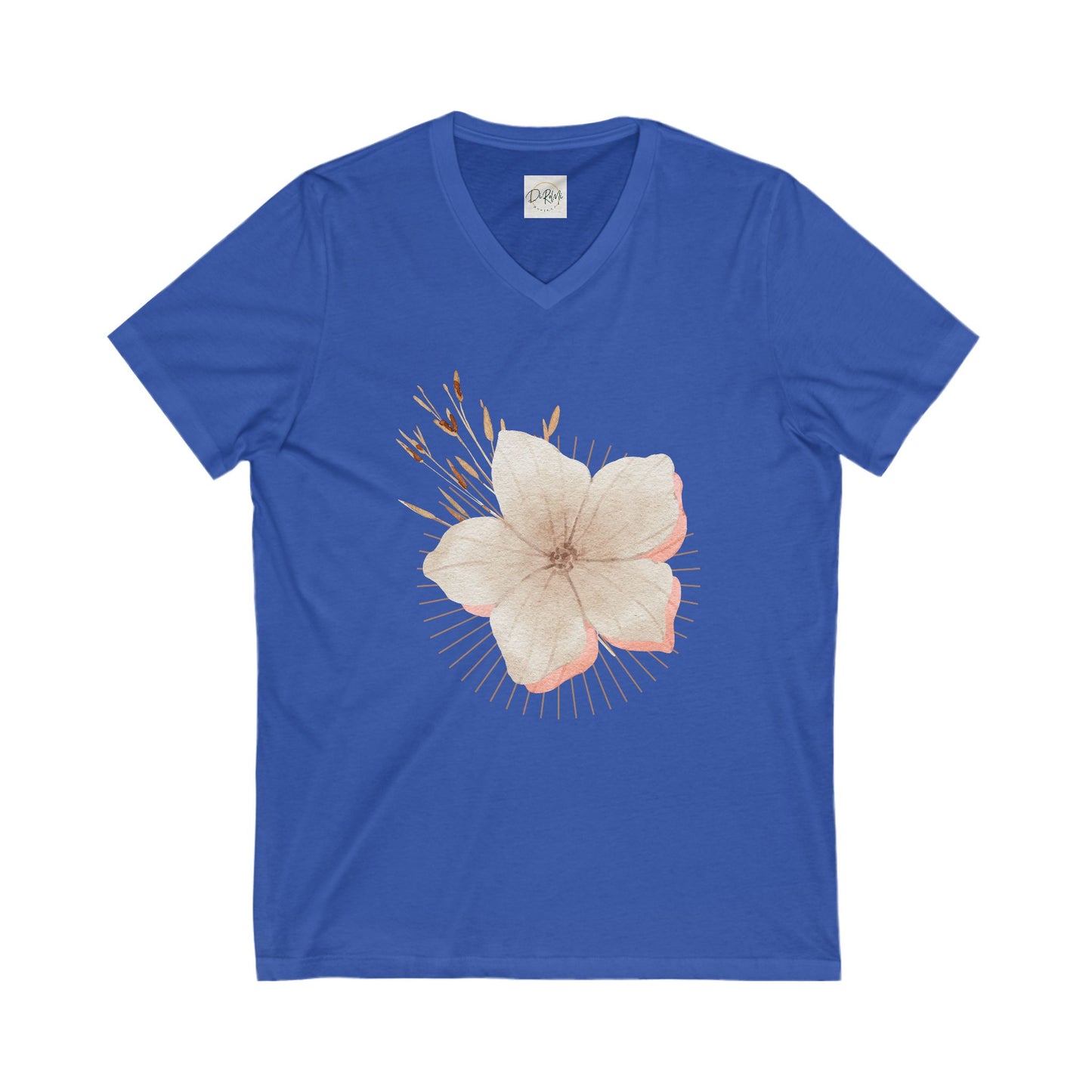 Floral V-Neck Tee for Nature Lovers | Unisex Jersey Short Sleeve Shirt - DiRoMi