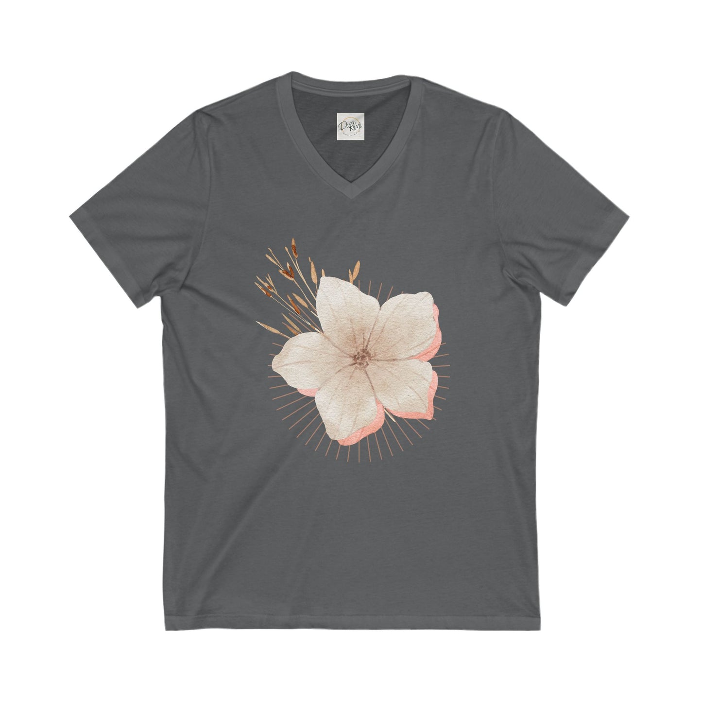 Floral V-Neck Tee for Nature Lovers | Unisex Jersey Short Sleeve Shirt - DiRoMi