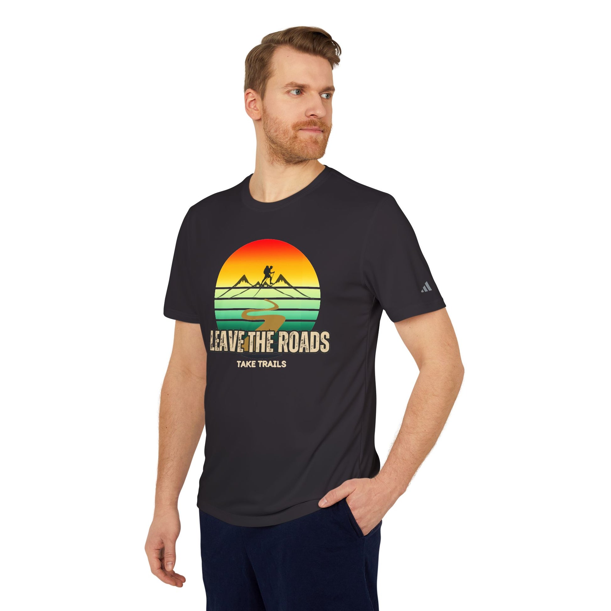 Adidas Unisex Sport T-shirt - 'Leave the Roads, Take Trails' Adventure T-Shirt, graphic shirt, sports shirt - DiRoMi