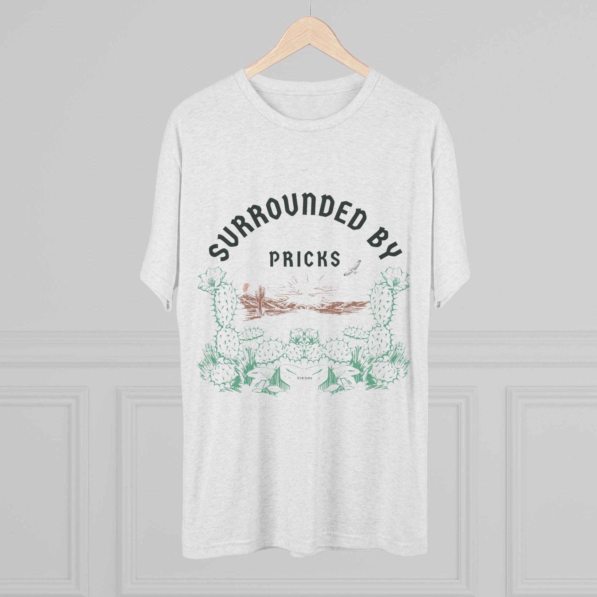 Surrounded by Pricks Unisex Tri-Blend Crew Tee - Fun Casual Wear for Plant Lovers - DiRoMi