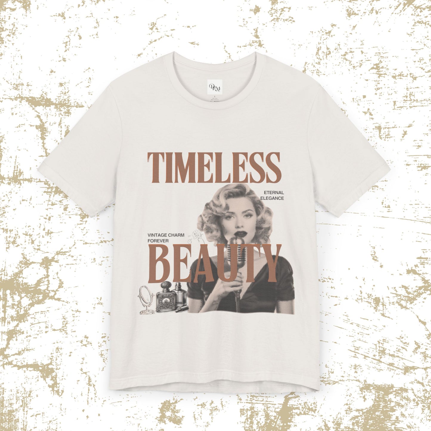 Timeless Beauty Graphic Tee - Vintage Elegance Jersey Short Sleeve Shirt - DiRoMi