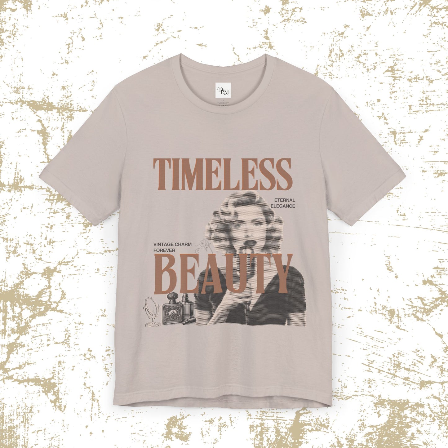Timeless Beauty Graphic Tee - Vintage Elegance Jersey Short Sleeve Shirt - DiRoMi