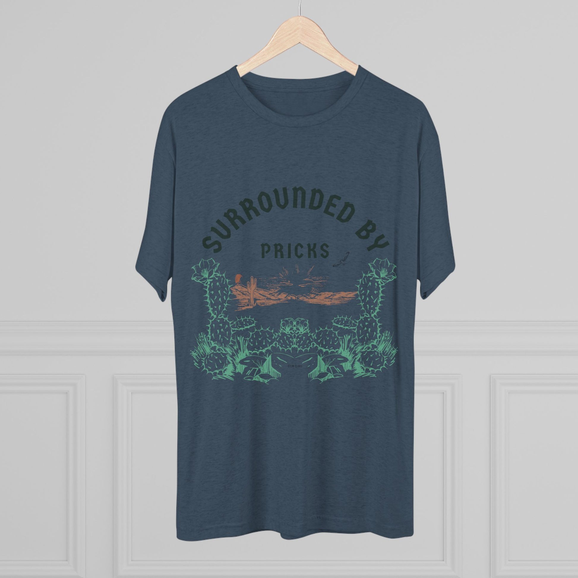 Surrounded by Pricks Unisex Tri-Blend Crew Tee - Fun Casual Wear for Plant Lovers - DiRoMi