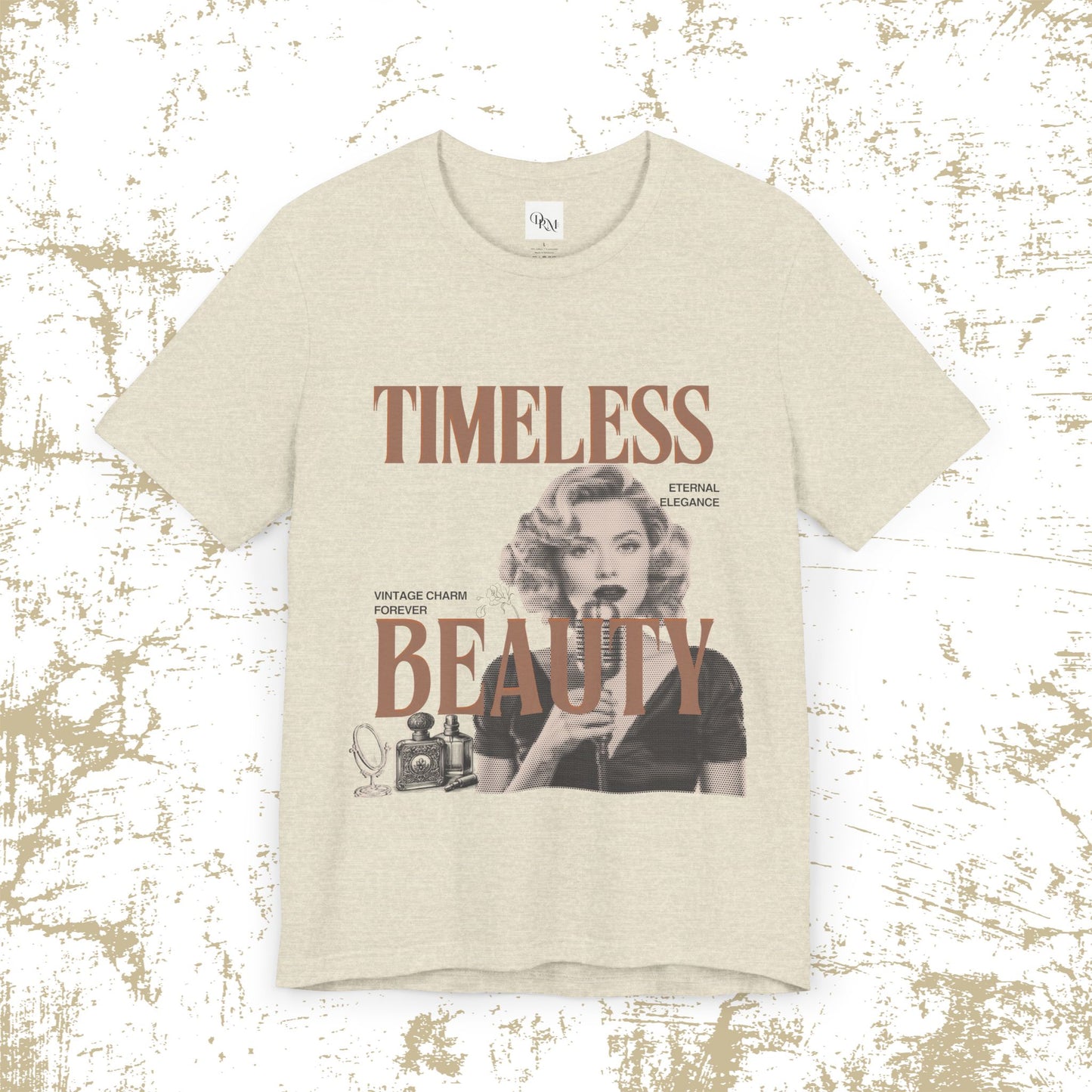 Timeless Beauty Graphic Tee - Vintage Elegance Jersey Short Sleeve Shirt - DiRoMi