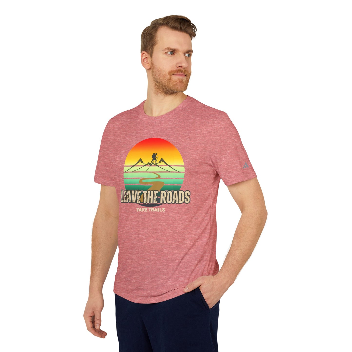 Adidas Unisex Sport T-shirt - 'Leave the Roads, Take Trails' Adventure T-Shirt, graphic shirt, sports shirt - DiRoMi