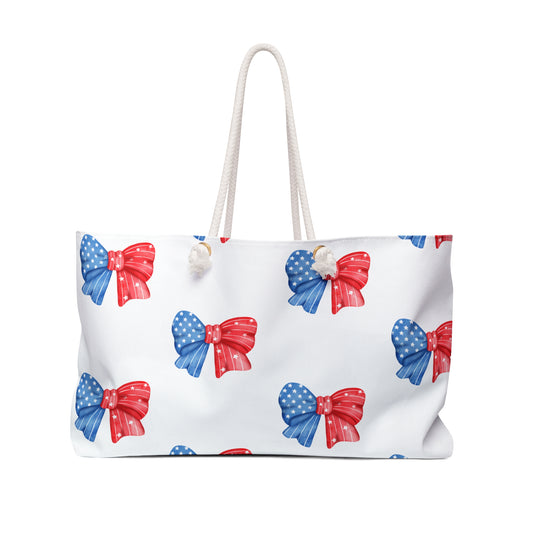 American Coquette bow Weekender Bag, Perfect for Travel, Beach Day