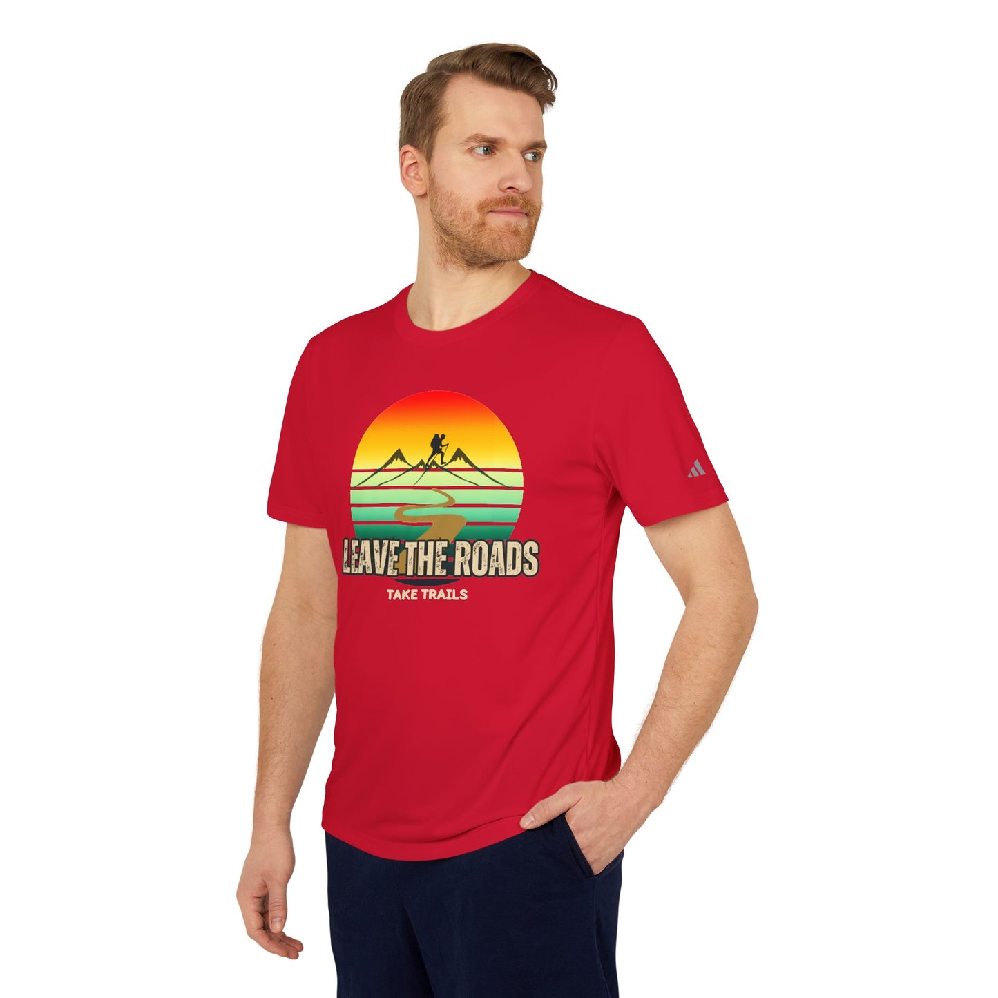 Adidas Unisex Sport T-shirt - 'Leave the Roads, Take Trails' Adventure T-Shirt, graphic shirt, sports shirt - DiRoMi